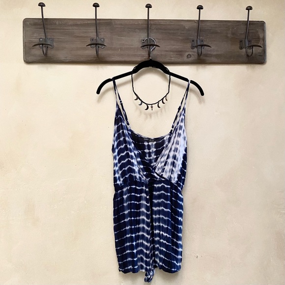 🪶3/$20 Boho Tie-Dye Navy Blue/White Super Soft Adj. Strap SHEIN Shorts Romper-S - Picture 4 of 16